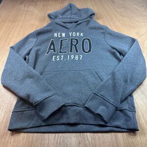 Aeropostale New York AERO 1987 Hoodie Mens L Gray Pullover